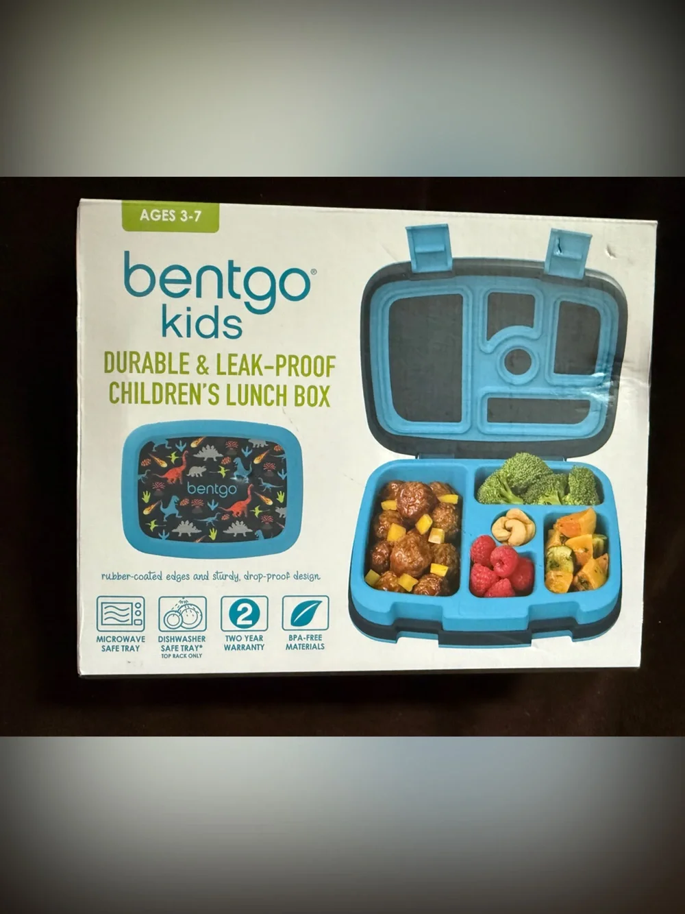 Bentgo Kids Leak-Proof Bento Lunch Box, Navy Dinosaur, Ages 3-7, BGKDPT-DNO